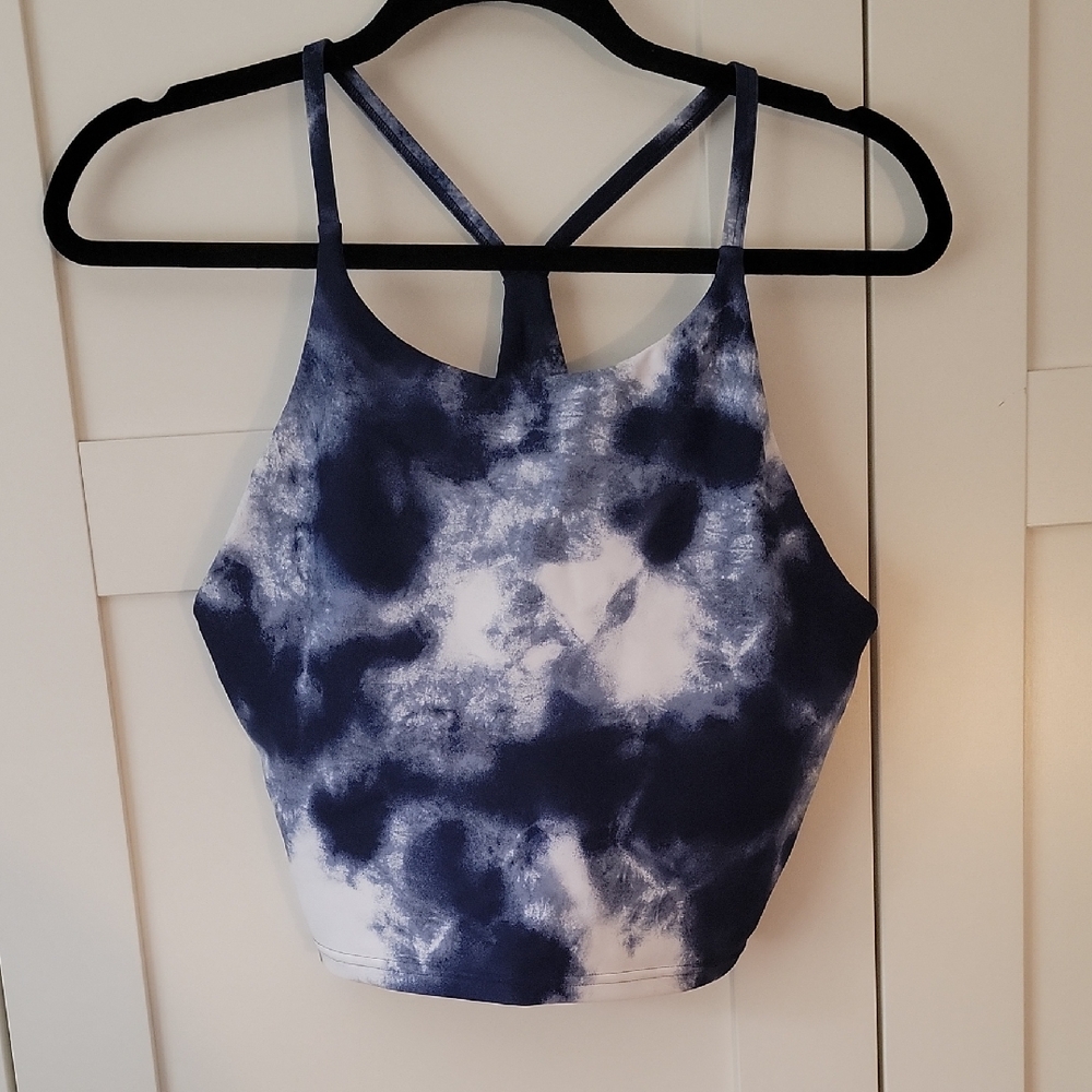 ❄️3/$30 Old Navy Blue and White Tie-Dye Crop Top Sports Bra
